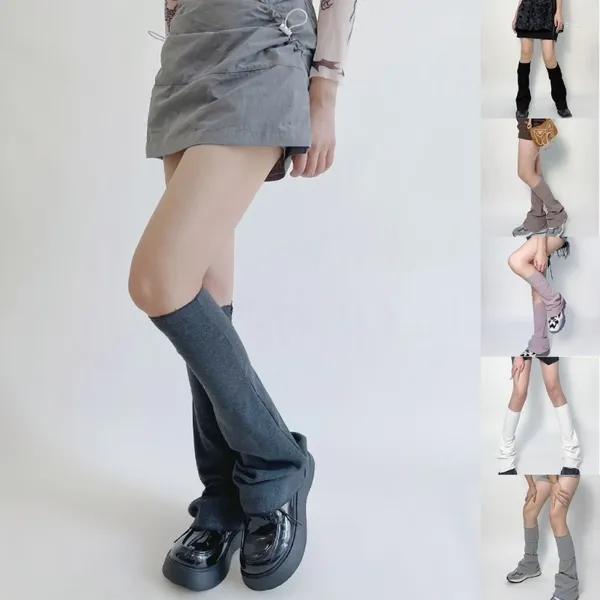 Женские носки в стиле готической Лолиты, длинные японские милые ботинки с манжетами, повседневные однотонные свободные чехлы для ног