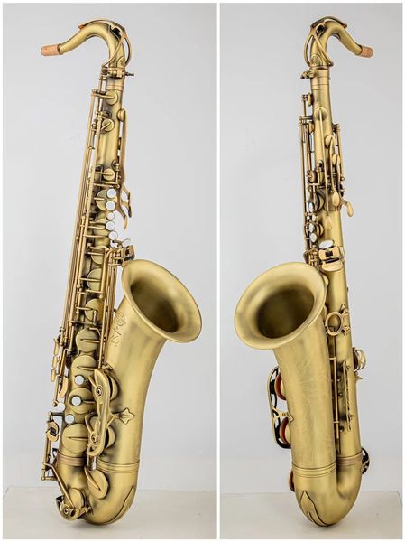 Imagens reais R54 Saxofone Tenor Referência Antigo Cobre B Plano Instrumento de Sopro com Caso Bocal Palhetas Pescoço 01