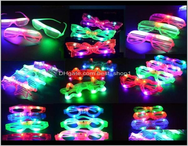 Outros suprimentos festivos Home Garden Drop entrega 2021 Crianças piscando LED Blind Shutter Eye Glasses Party Light Up Flashing Mult3950310