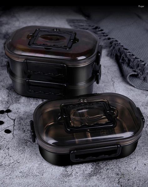 Aufbewahrungsbeutel 1 Stück Edelstahl Monolayer Lunchbox Tragbarer Bento-Behälter Lebensmittel versiegelter Träger (schwarz)