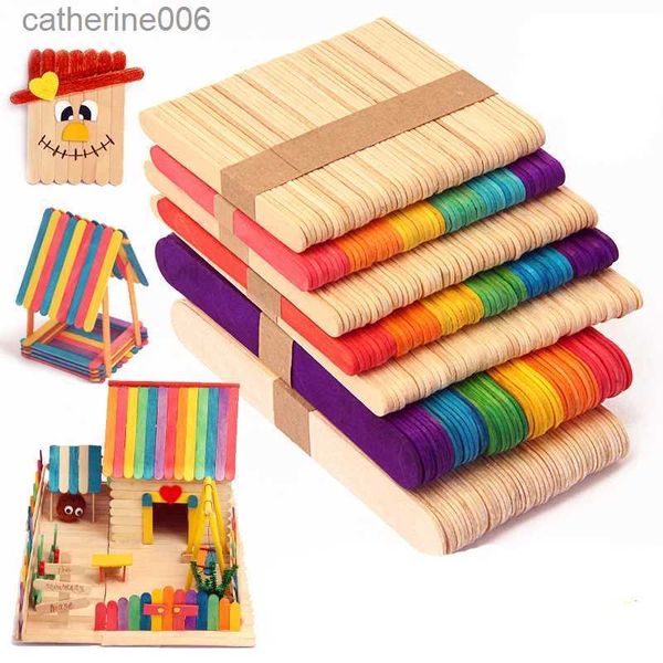 Altri giocattoli Artigianato colorato a mano 50 pezzi bastoncini di legno fai da te ghiaccioli bastoncini di ghiaccio arte giocattoli educativi creativi per bambini bambini BabyL231024