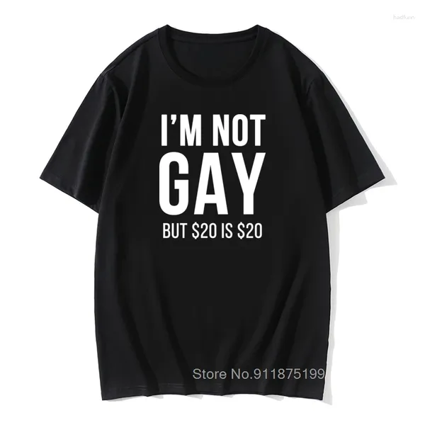 Herren-T-Shirts „I'm Not Gay But 20 Is Funny“-T-Shirt für Männer, bisexuell, lesbisch, LGBT-Stolz, humorvolle Partygeschenke, Baumwollhemd
