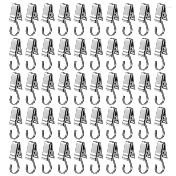 Cabides 50pcs clipes de aço inoxidável ganchos clipe anéis cortina de metal para pos diy artesanato