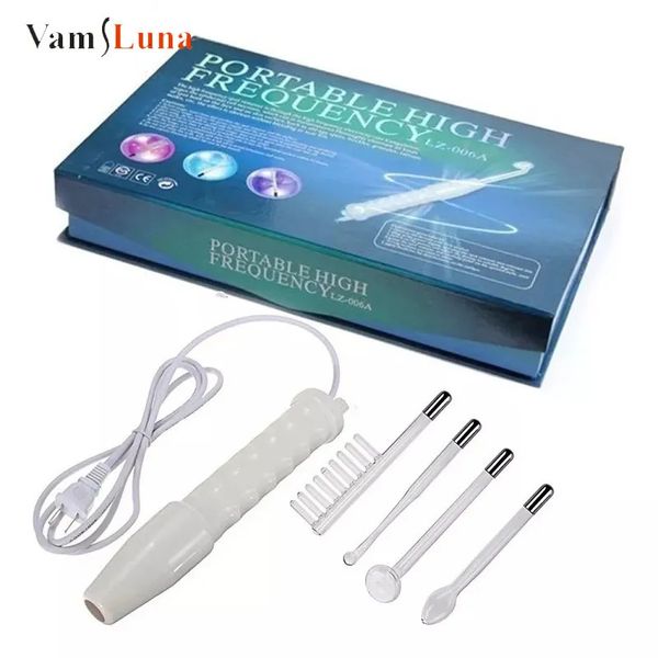 Massageador facial portátil, aparelho de alta frequência com caixa original, tubo de eletrodo, eletroterapia, cuidados com a pele, spa, salão de beleza, removedor de acne 231024