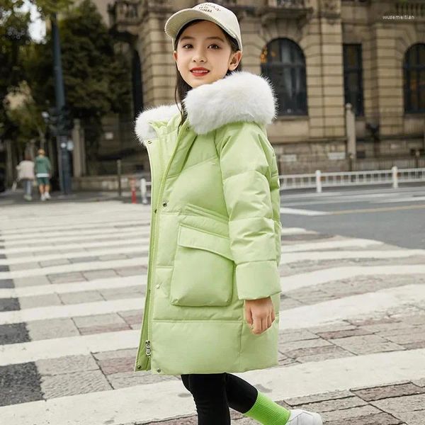 Para baixo casaco meninas roupas com capuz jaquetas de pato para a menina crianças moda casacos quentes engrossar outerwear adolescente snowsuits crianças parkas