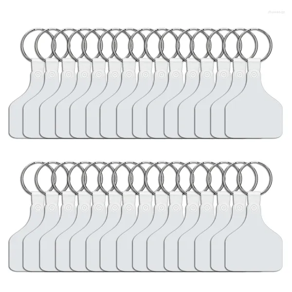 Schlüsselanhänger 30 Teile/satz Wärmeübertragung Tag MDF-Platte Doppelseitige Sublimation Schlüsselanhänger Feiertagsdekorationen DIY Handwerk