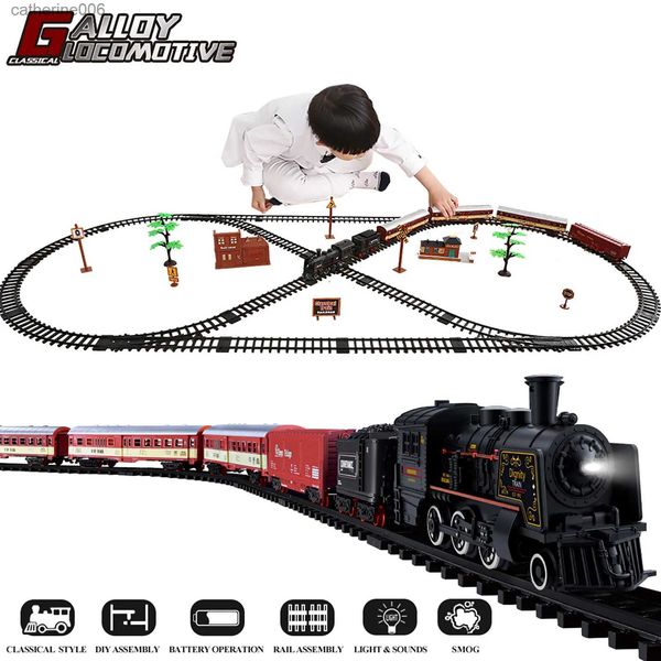 Andere Spielzeuge Elektrischer Weihnachtszug Spielzeugset Auto Eisenbahnschienen Dampflokomotive Druckgussmodell Lernspiel Boy Spielzeug für KinderL231024