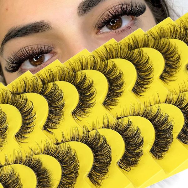 Cílios Postiços 10 Pares 6D Super Fluffy Wispy Faux Mink Cat Eye Effect Dramático Cílios Extensão Maquiagem 231024