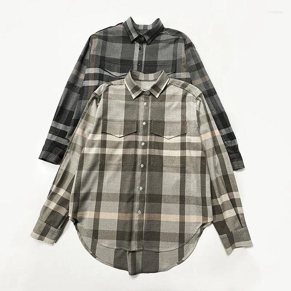 Camicette da donna Donna Semplice Silhouette Plaid Colore Filatura Camicia di flanella abbinata 2023 Stile inizio autunno