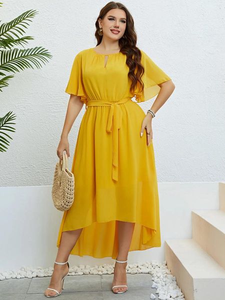 Plus size vestidos keby zj roupas femininas casual férias praia maxi 2023 verão vintage sólido vestido de festa elegante