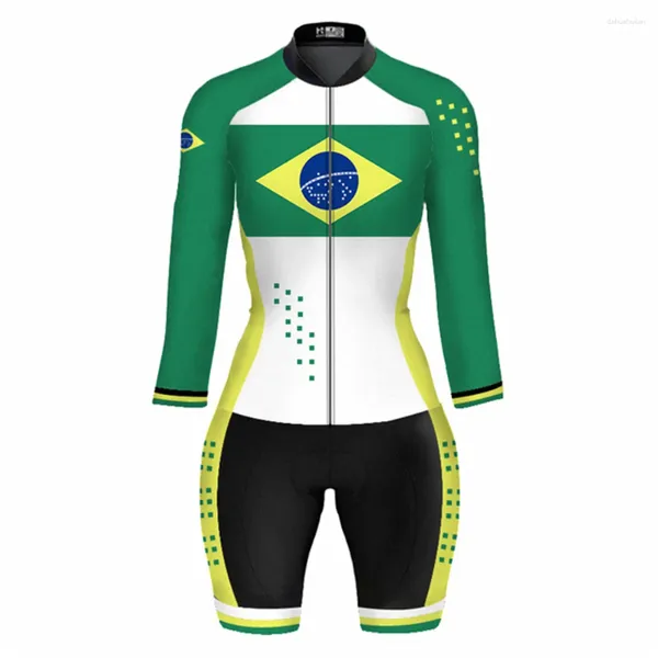 Racing Sets Brasilien Radfahren Skinsuit Damen Kurzarm Trikots Triathlon Quick Dry Fahrrad Kleidung Sport Strumpfhosen Anzug