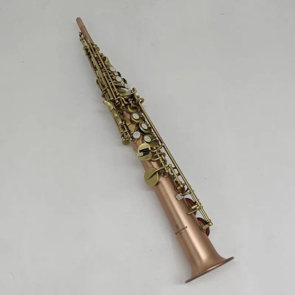 Japão S--901 latão reto soprano saxofone bb b instrumento de sopro plano concha natural chave esculpir padrão 01