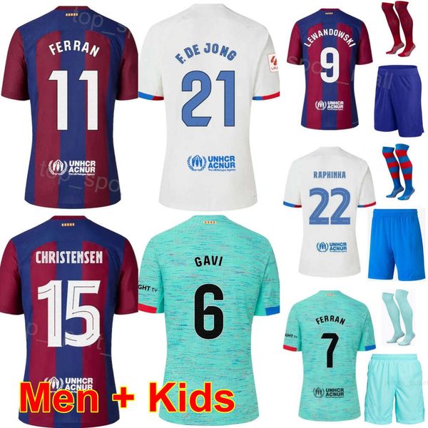 2023-24 Club Soccer 7 Ferran Torres Jerseys Set 9 Robert Lewandowski 27 Lamine Yamal 1 Marc Andre Ter Stegen 22 Ilkay Gundogan 23 Jules Kounde Kits de camisa de futebol BaSai