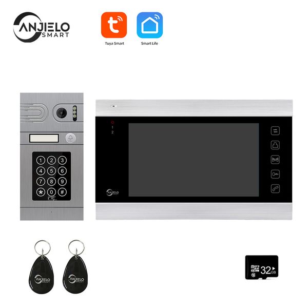 Sistema di videocitofono CABLATO Kit di sistema di porta videocitofono da 7 pollici Supporto per sblocco Monitoraggio per Villa Home Office Apartment