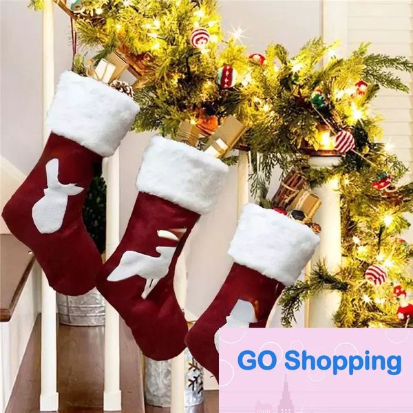 Mode 46 cm Weihnachtsstrumpf Hängende Socken Weihnachten Rustikal Personalisierte Weihnachten Schneeflocke Dekorationen Familie Party Urlaub Liefert