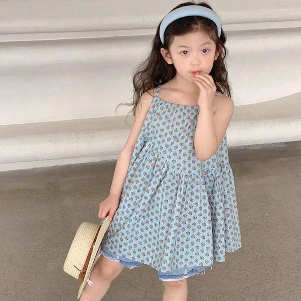 Mädchen Kleider Koreanischen Stil Baby Mädchen Sommer Kleid Westen Ärmellose Dünne Baumwolle Weiche Mode Ziemlich Druck Casual