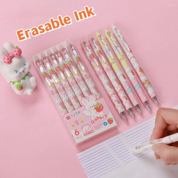 6pcs/kutu sevimli karikatür silinebilir jel kalem kawaii erkek kız 0.5mm mavi siyah mürekkep nötr kalemler çocuklar okul kırtasiye ofis malzemeleri