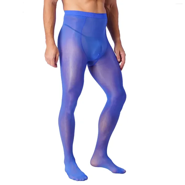 Meias masculinas adultos homens meia-calça exótica meias collants ultra-fino elástico convexo bolsa meias transparentes leggings com pés sissy roupa interior