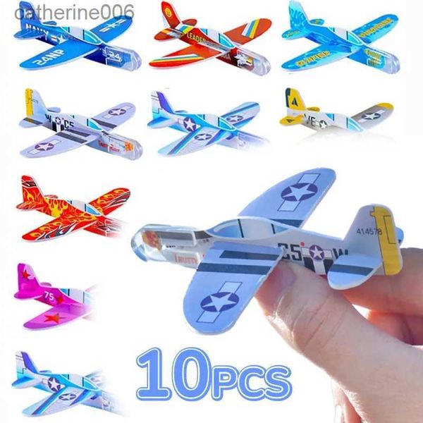 Altri giocattoli 10-1 pezzi mini fai da te lancio a mano aerei alianti volanti giochi per bambini giocattoli schiuma aeroplano bomboniere regalo lancio all'aperto giocattolo da combattimentoL231024