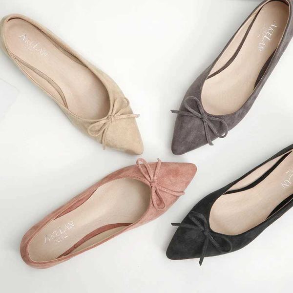 Zapatos planos de mujer mocasines preto apontou toe apartamentos com arco sapatos para mulher 2023 rosa cinza ballet plana dobrável 33 231024