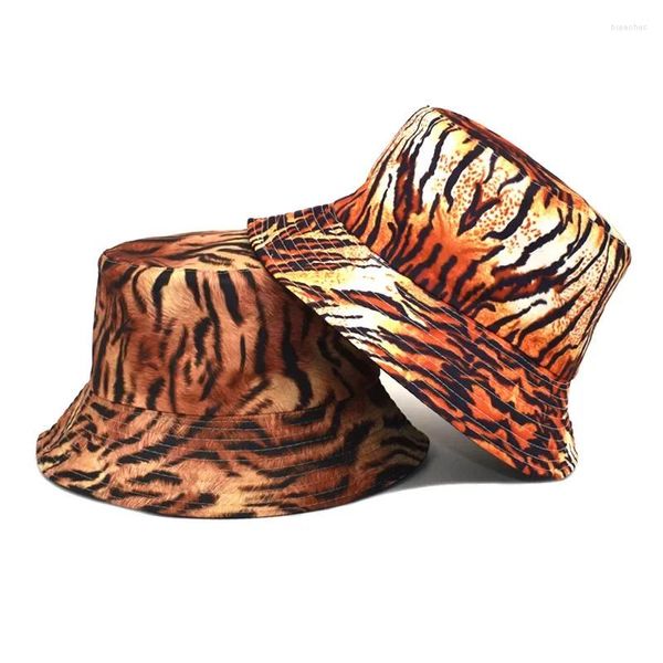 Berretti Cappello da pescatore con stampa leopardata primavera estate per donna uomo pieghevole da esterno Bob pescatore ragazze ragazzi Panama Sun