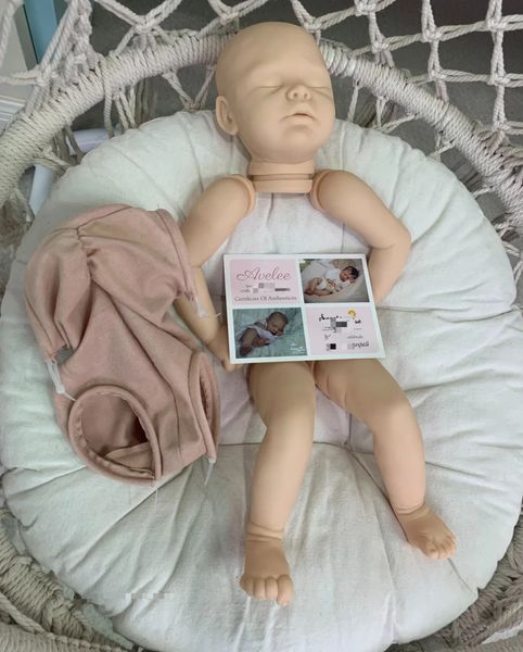 Puppen 20 Zoll Unvollendeter Reborn-Puppensatz Schlafendes Baby Avelee Unbemalte Teile mit Stoffkörper und Echtheitszertifikat Bebe Supply 231024