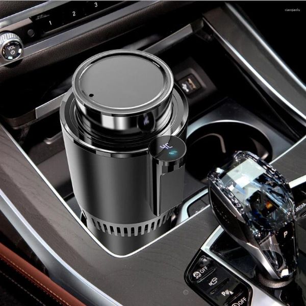 Suporte para bebidas para carro, aquecedor elétrico de leite e café, caneca de bebidas 2 em 1, copo de aquecimento inteligente com display de temperatura para