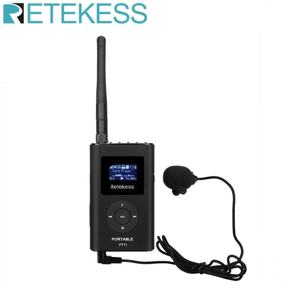 Walkie Talkie Retekess FT11 0,3 Вт Беспроводной FM-передатчик MP3 Портативный для церковной машины Поддержка TF-карты AUX вход 231023