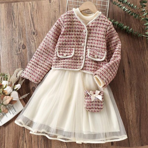 Kleidungssets Mädchen Herbst Preppy Outfits Anzug Kinder Trainingsanzug Kinder Mantel Kleid 2 Stück Teenager Kostüme 4 6 8 10 12 Jahre