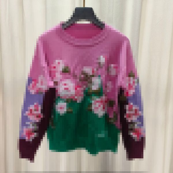 2023 Rosa/Lavendel Blumenstickerei Damen Pullover Marke Gleicher Stil Damen Pullover DH160