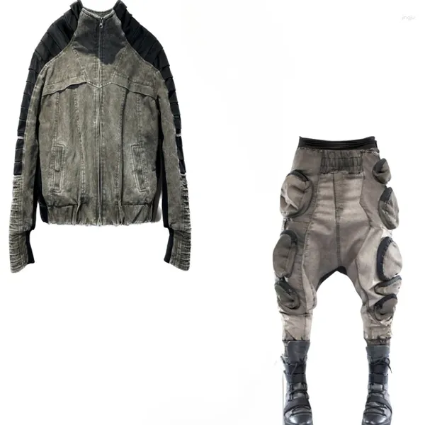 Erkek Ceketler Erkekler Avant-Garde Wasteland tarzı kıyafetler Kadın Teknik Giyim Motosiklet Biker Piled Sıkıntılı Pamuk Ceket Sonbahar ve Kış