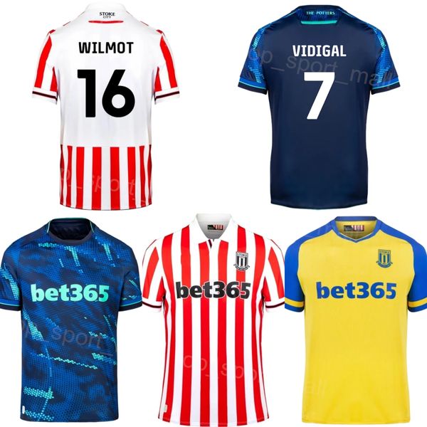 2023-24 Club Team Stoke City Fußballtrikot 7 VIDIGAL 12 JOHNSON 16 WILMOT 17 HOEVER 27 LERIS 20 HAKSABANOVIC 35 LOWE 28 LAURENT 6 BURGER 22 JUN-HO Fußballtrikot-Sets