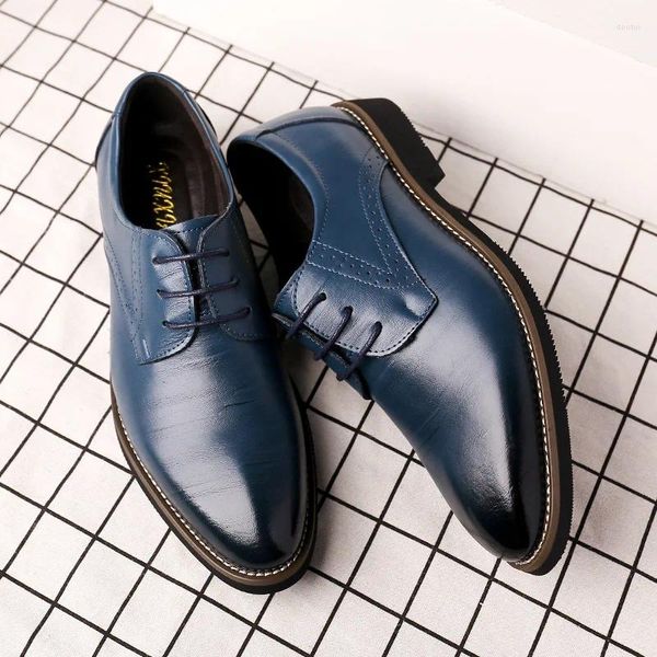 Sapatos de vestido oficial moda masculina ponto couro preto azul marrom oxford casual