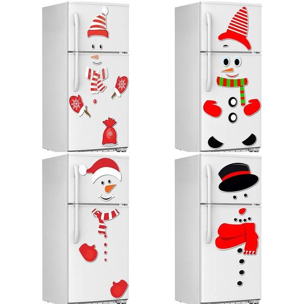 Decorazioni natalizie Pupazzo di neve Adesivo magnetico per frigorifero Decorazione natalizia Cartone animato fai da te Porta da garage Parete impermeabile 231023