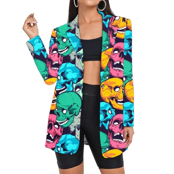 Damespakken Blazers Kleur Schedel Damespak Camouflage Blazers Vrouw Aangepaste pakken Groothandel Oversized kleding Kleding Print Vintage Drop 231023