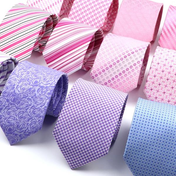 Галстуки-бабочки ярко-розовые мужские классические полосатые жаккардовые тканые галстуки узкие смокинги костюм рубашка подарок для свадебной вечеринки повседневные аксессуары