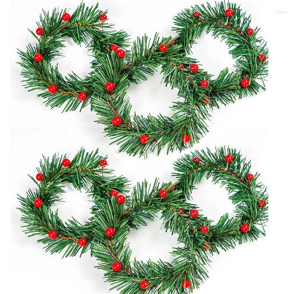 Fiori decorativi 3 pezzi Mini ghirlanda di fiori di Natale con bacche finte per matrimonio Navidad Party Table Portacandele Decor Artigianato fai da te Imballaggio