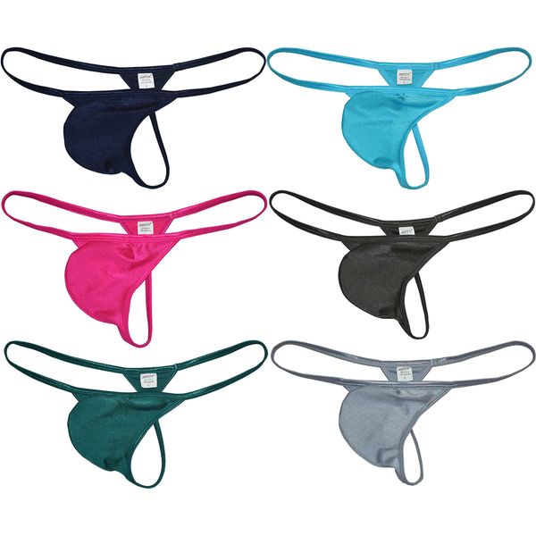 Erkekler Tongs iç çamaşırı parlak spandex torbası t-back jockstraps külot poşeti mini g-string mikro yüzme bikini