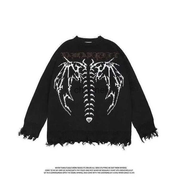 Herrenpullover 2023 New American Retro Gothic Print Pullover Pullover Herren Street Freizeit Trend Joker Pullover Paar Mode Lose Pullover YQ231024