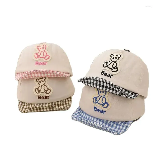 Бейсбольная кепка Doit, детская бейсболка для мальчиков и девочек, наклейка с мягкими полями, регулируемая детская шляпа в стиле хип-хоп с медведем, от солнца для детей от 1 до 4 лет
