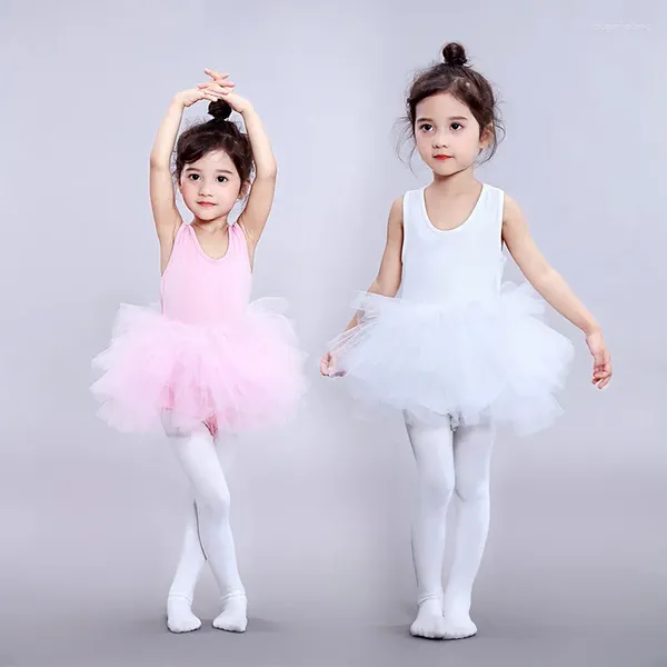 Vestidos da menina crianças meninas roupas de dança traje ballet tutu vestido princesa malha vestido de baile crianças para 24 cores