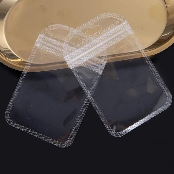 Bolsas de jóias 50 pcs engrossar sacos de zíper transparente auto selagem saco de plástico de alta qualidade pendurado para diy displaypackaging