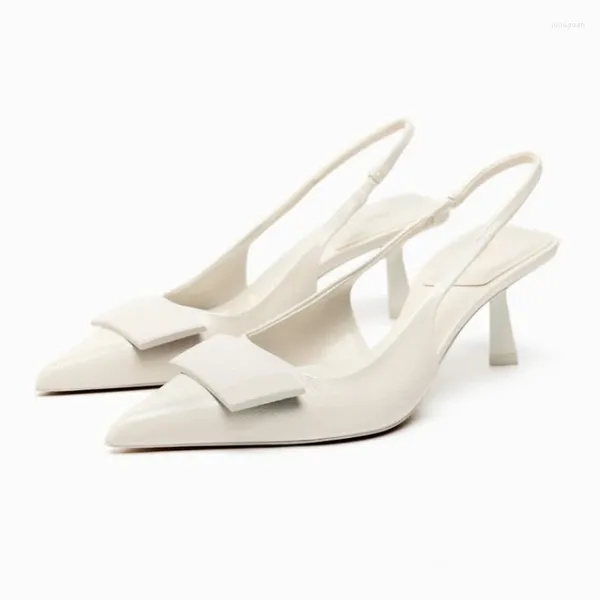 Модельные туфли 2023 TRAF, женские белые кожаные туфли на высоком каблуке, офисные женские туфли-лодочки, модные женские повседневные туфли на шпильке с острым носком на каблуке