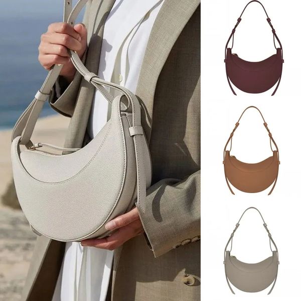 Bolsa de luxo de bezerro Numero Dix Half-Moon Bag Full-Grão Texturizado Couro Genuíno Totes Designer Zip Fechamento Crossbody Mulheres Hobo Bolsas Bolsas De Ombro Bolsas