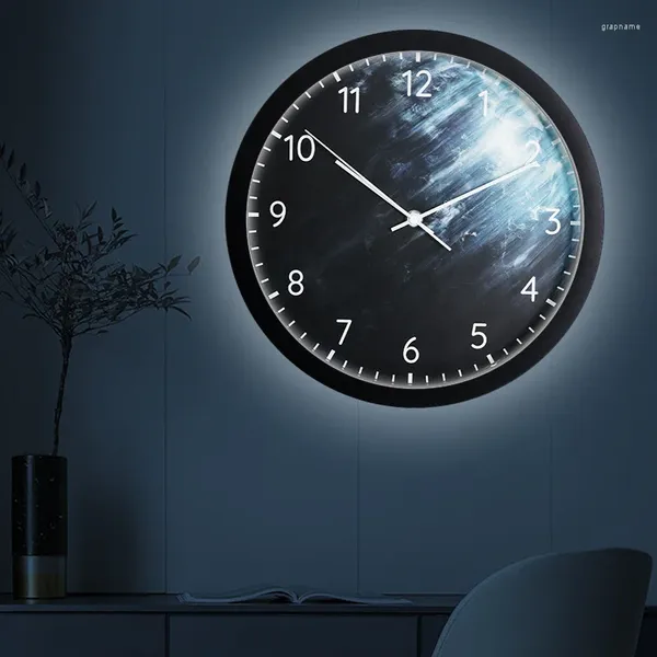 Настенные часы Умные голосовые управления ночные легкие часы: стильные и роскошные часы для гостиной - Тихая творческая луна