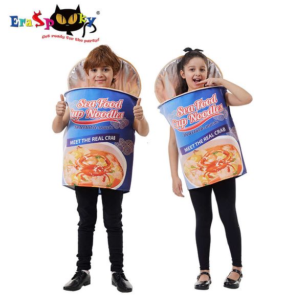 Cosplay Eraspooky Lustiges Kind-Cup-Nudeln-Kostüm Halloween-Kind-Schwamm-Overall Junge Cartoon-Essen Cosplay-Outfit Karnevalsparty für Girlcosplay