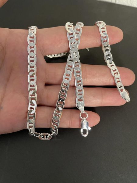 Цепочки PABEYN из стерлингового серебра 925 пробы, ожерелье 6 мм, боковая Z-образная форма для мужчин и женщин, ювелирные изделия, подарок, 45-60 см