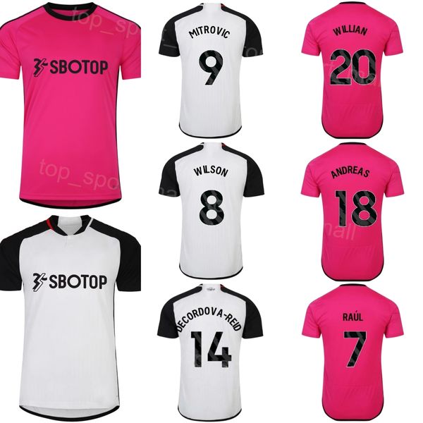 2023 2024 Club Team 18 PEREIRA Maglia da calcio FC 13 REAM 14 DE CORDOVA-REID 6 REED 31 DIOP 17 LENO 7 JIMENEZ 8 WILSON 20 WILLIAN Maglia da calcio Kit Rosa Bianco FuLeMu