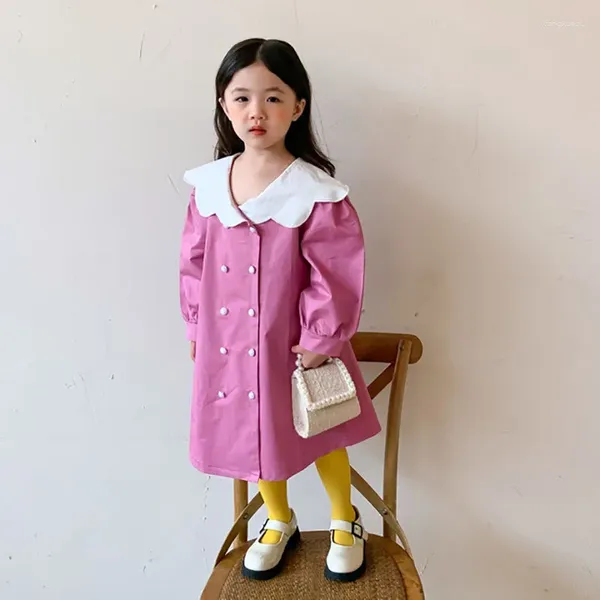 Mädchen Kleider MILANCEL 2023 Herbst Kinder Kleid Koreanische Solide Drehen Doen Kragen Mädchen