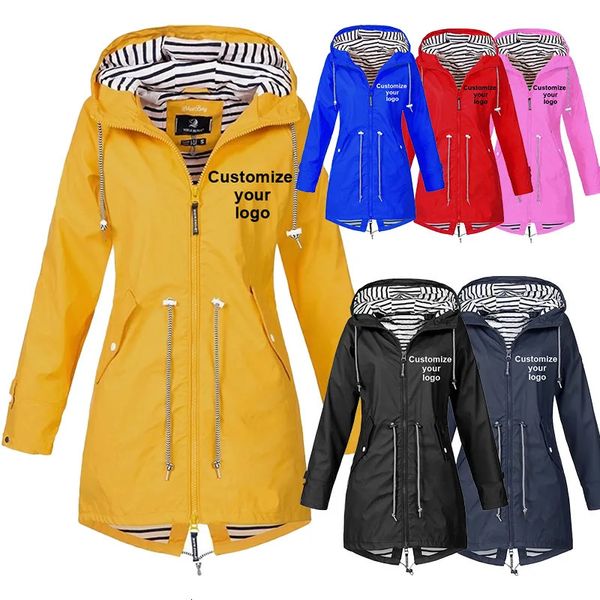 Trench da donna Personalizza le tue giacche casual da esterno e antipioggia da trekking Solido manica lunga leggero con coulisse con cappuccio 231023